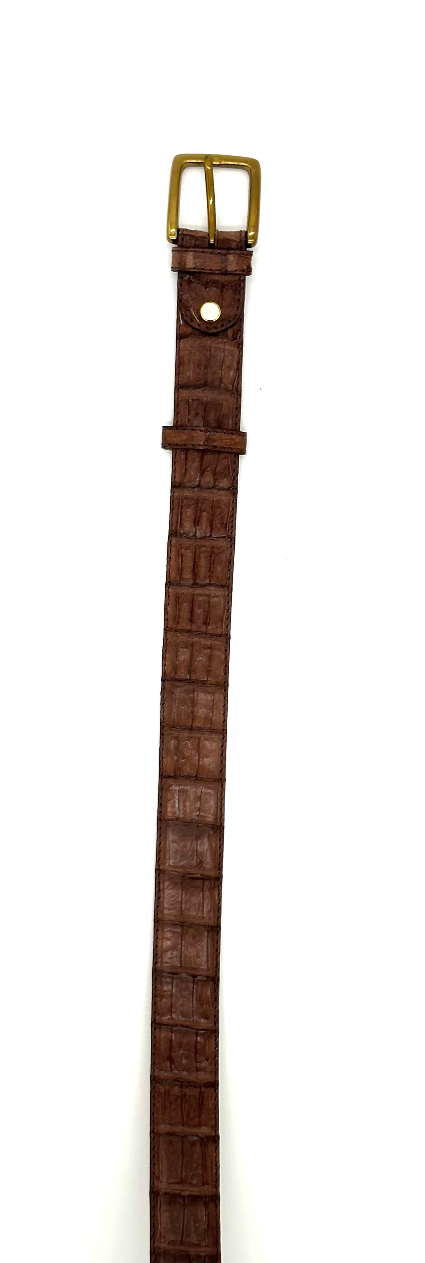 Ceinture Roberto Celk en crocodile marron clair avec boucle en or