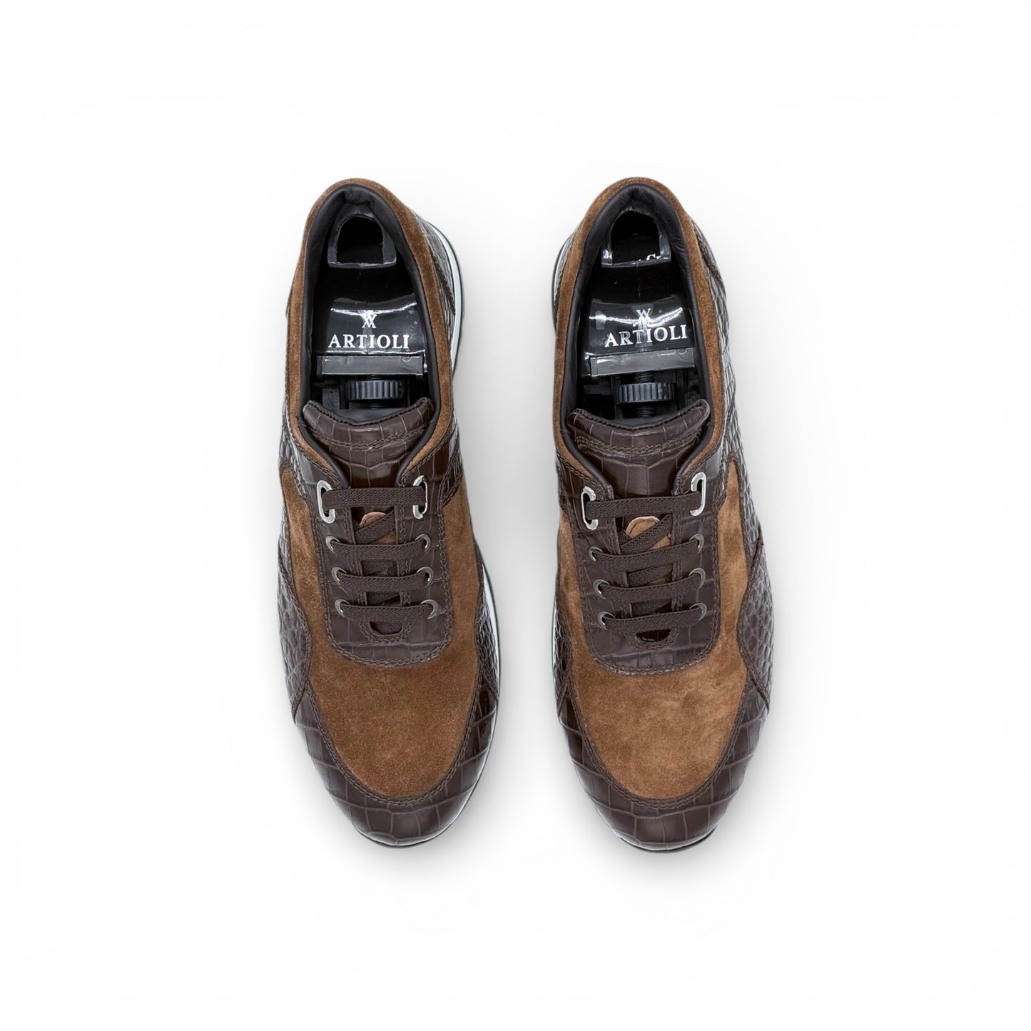 Sneakers Artioli daim et croco marron