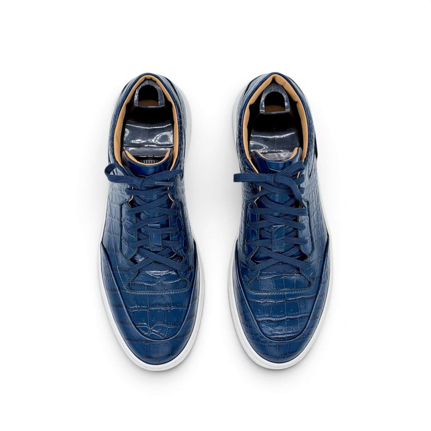 Sneakers Roberto Celk en cuir de croco bleu