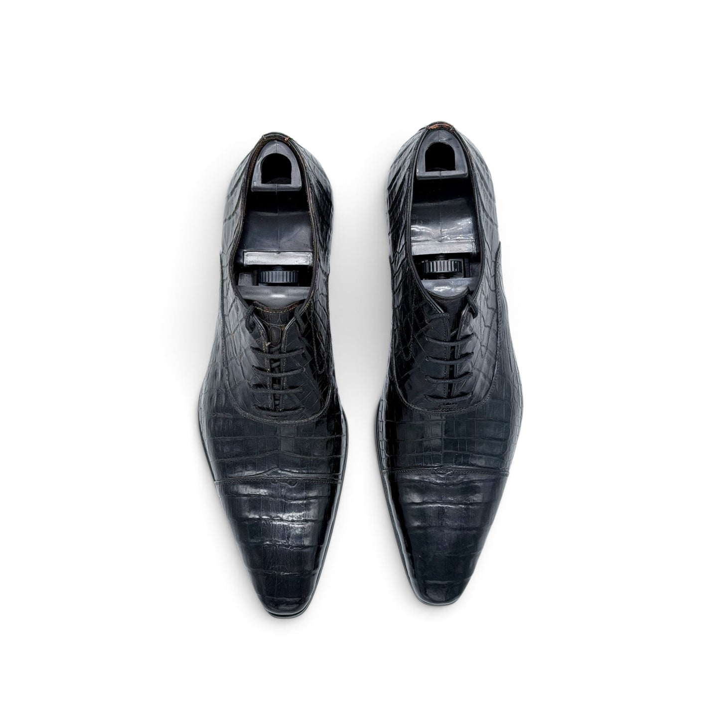 Richelieu Roberto Celk en cuir de crocodile noir