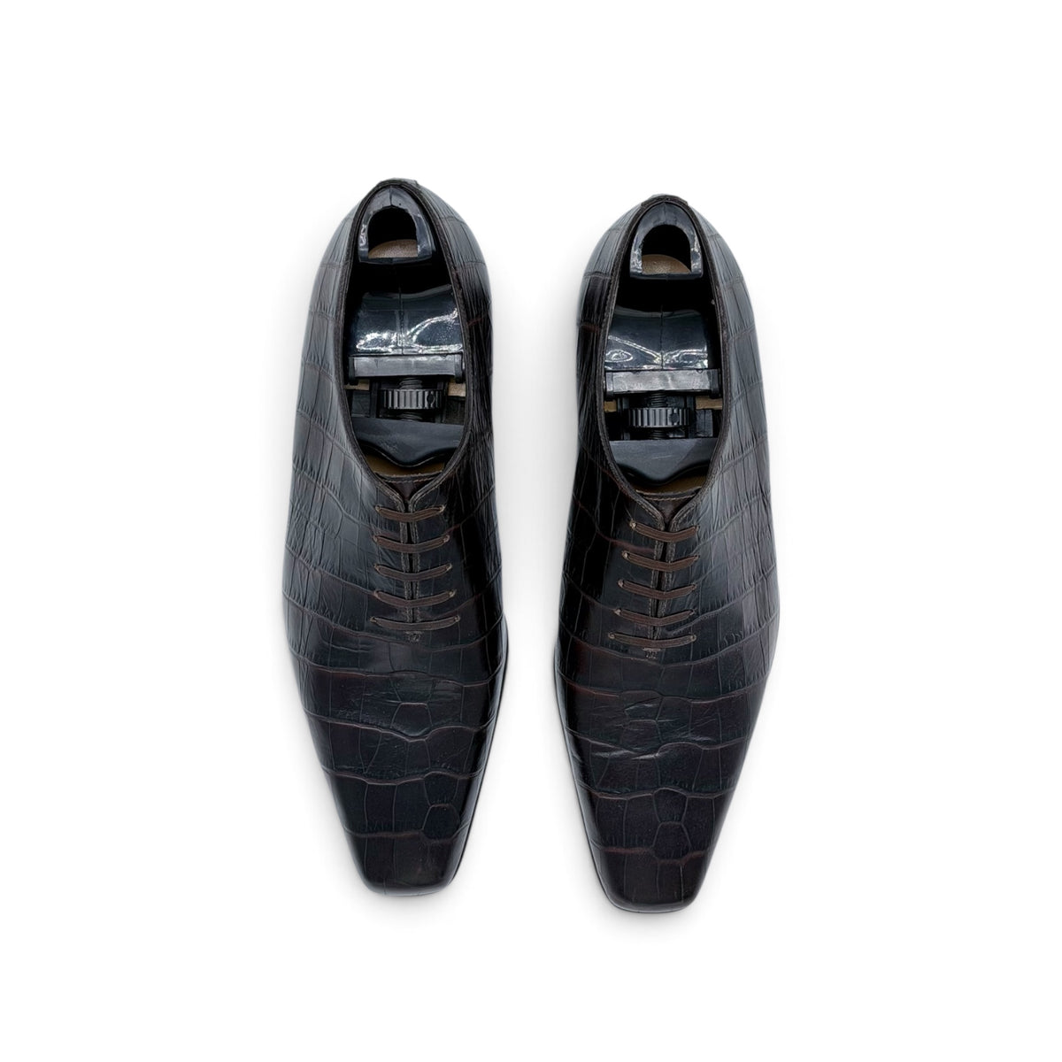 Richelieu Artioli en cuir de crocodile marron foncé
