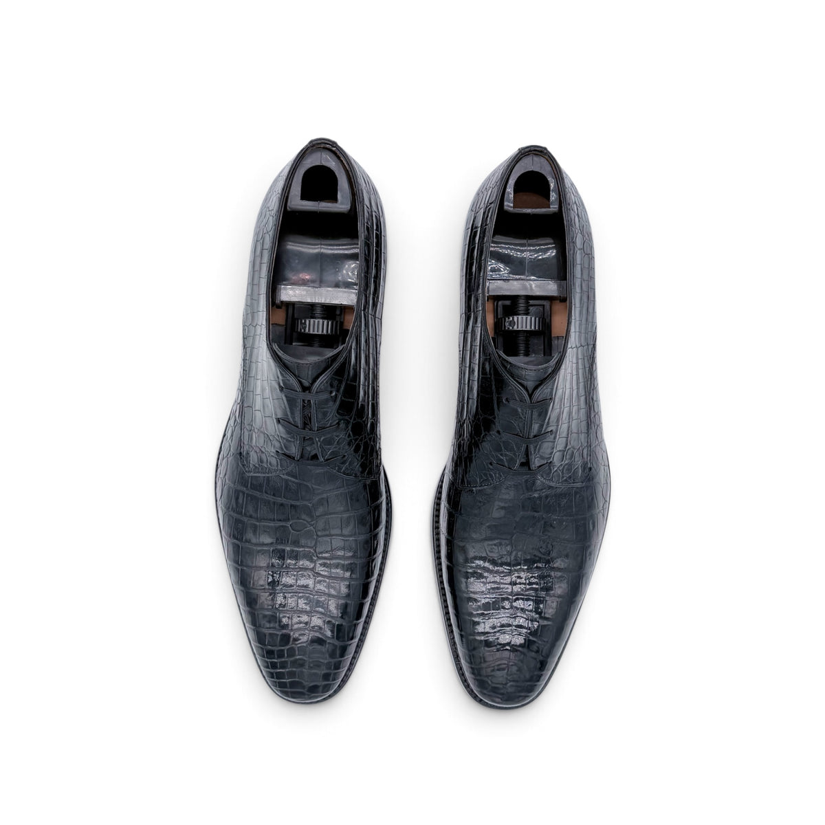 Derby Roberto Celk en cuir de crocodile noir