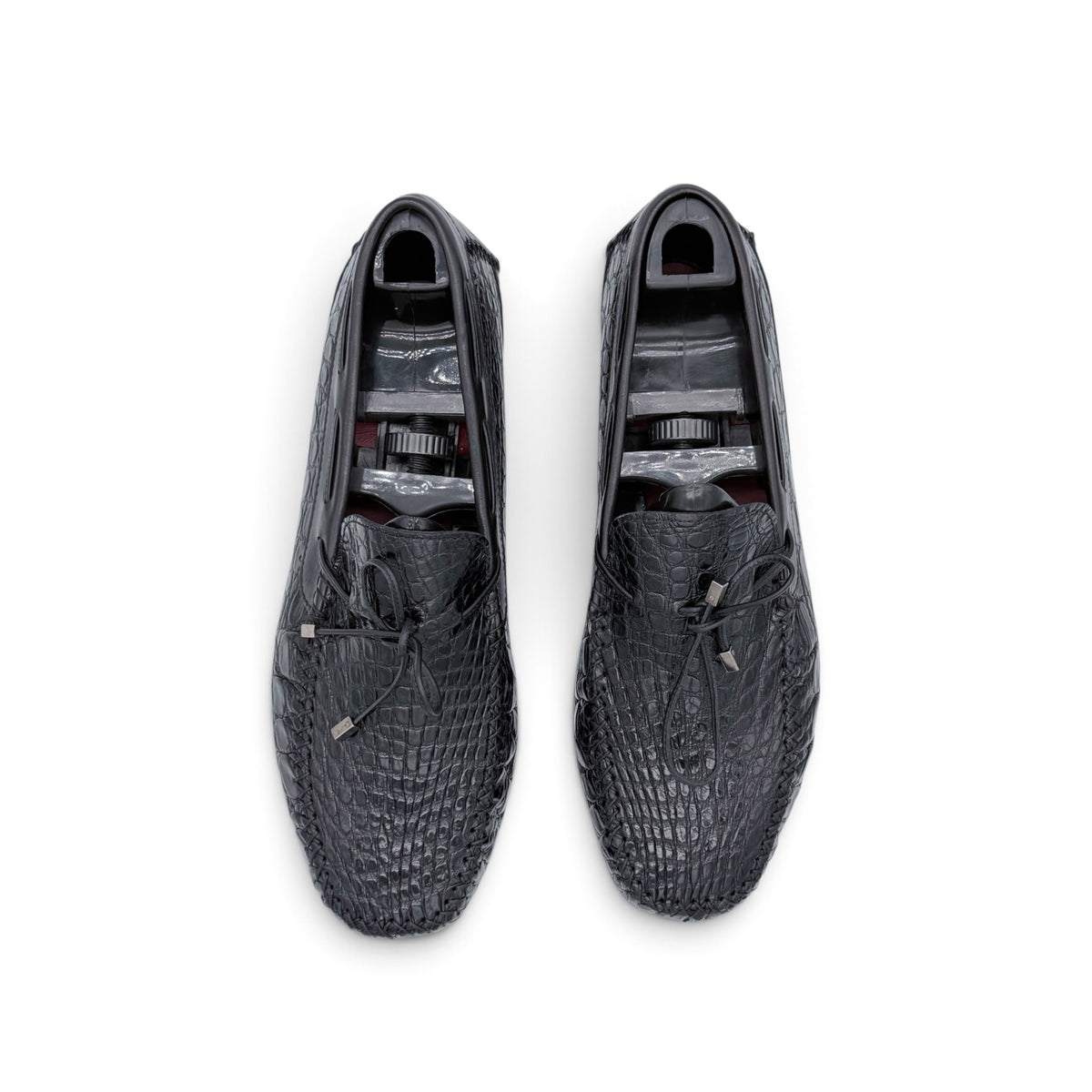 Mocassin car shoe Roberto Celk en cuir de crocodile noir
