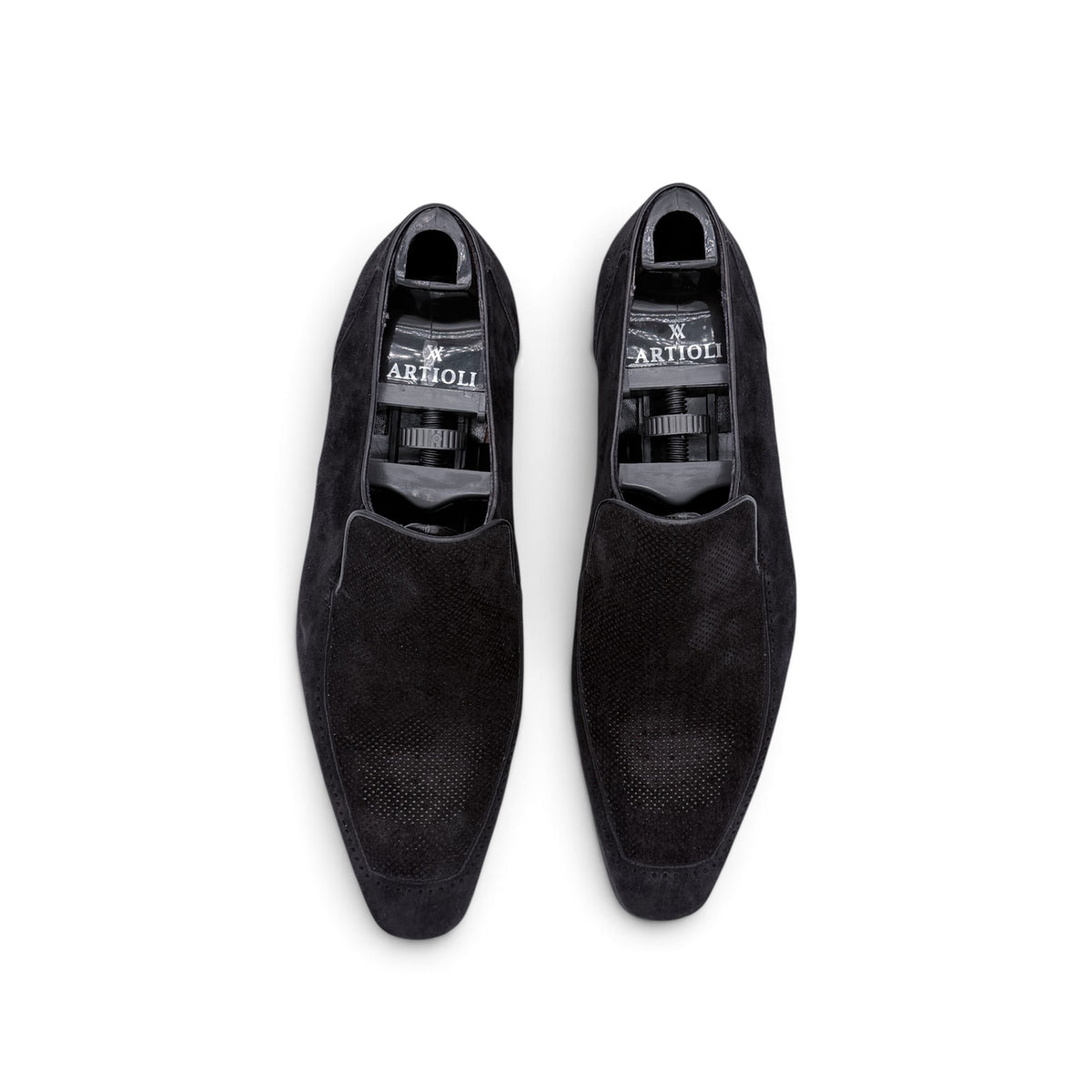 Mocassin Artioli en suede perforé noir