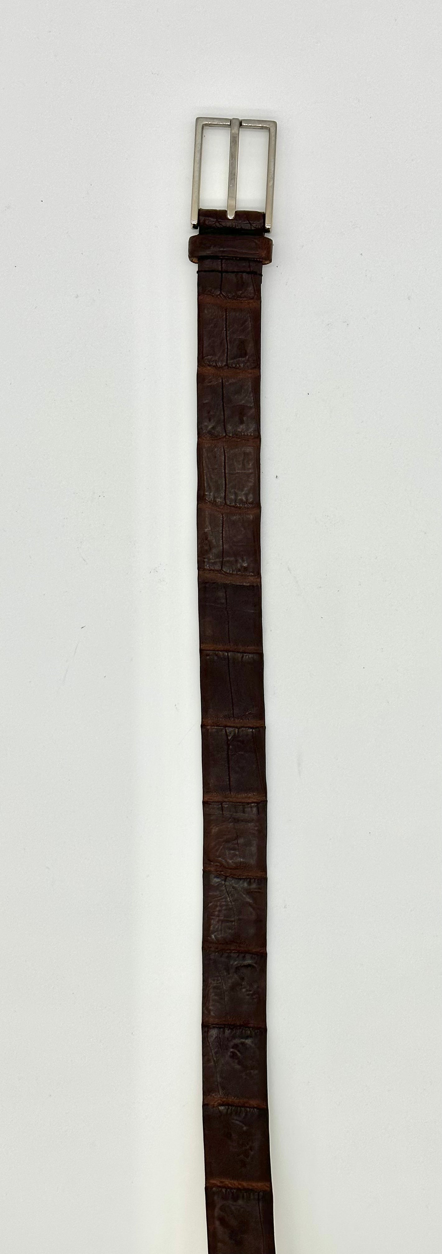 Ceinture Roberto Celk en crocodile marron foncé