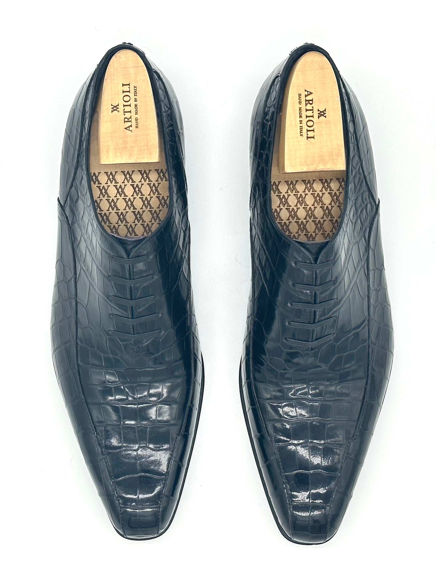 Richelieu Artioli en crocodile noir