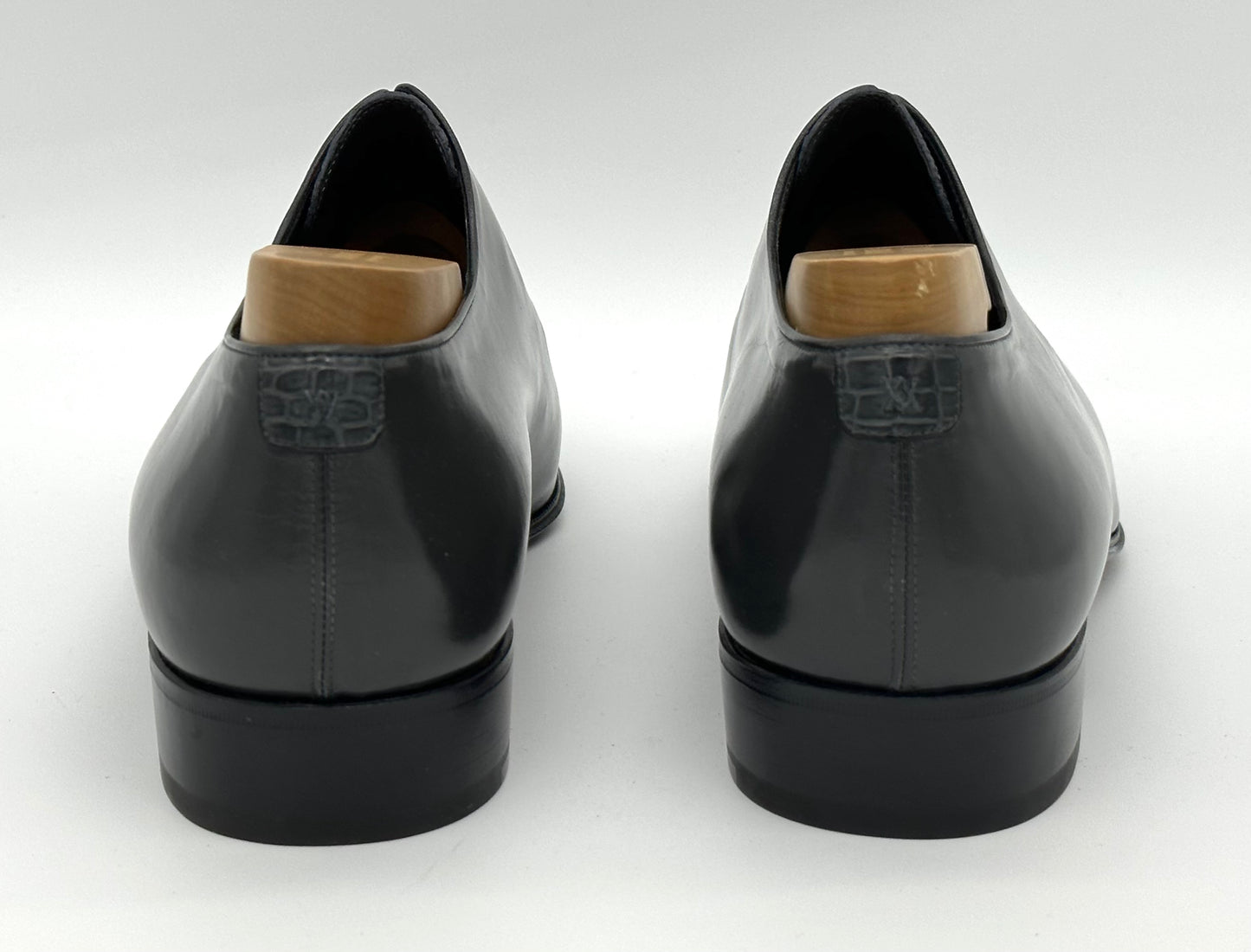 Derby Artioli en cuir et détail crocodile gris