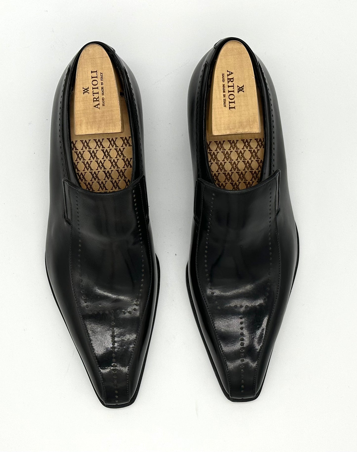 Mocassin Artioli en cuir gris foncé avec perforation