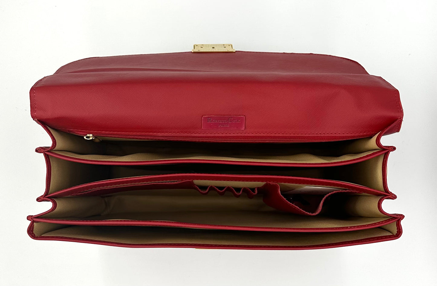 Sacoche en cuir dauphin rouge 3 soufflets