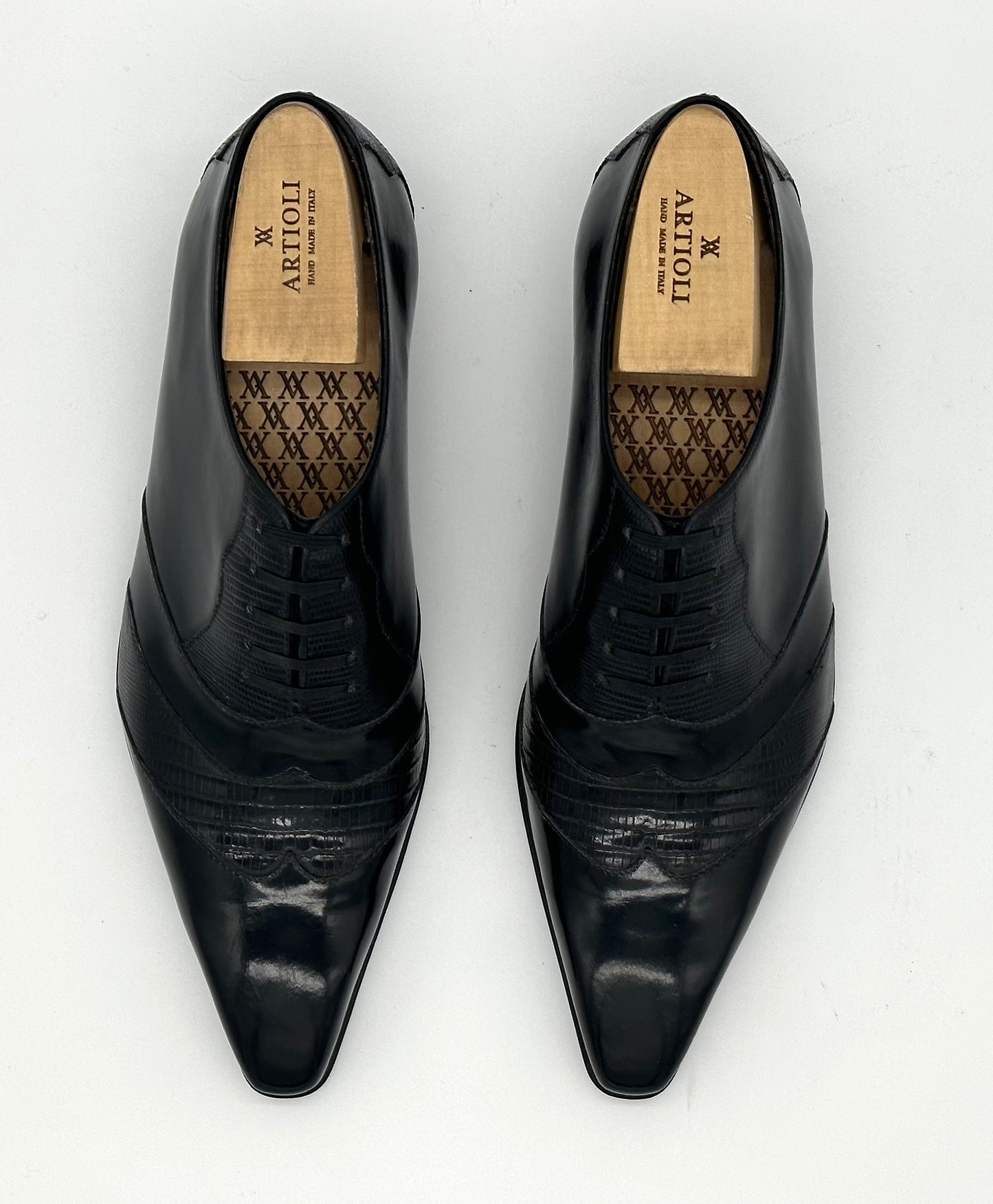 Richelieu Artioli en cuir et téjus noir