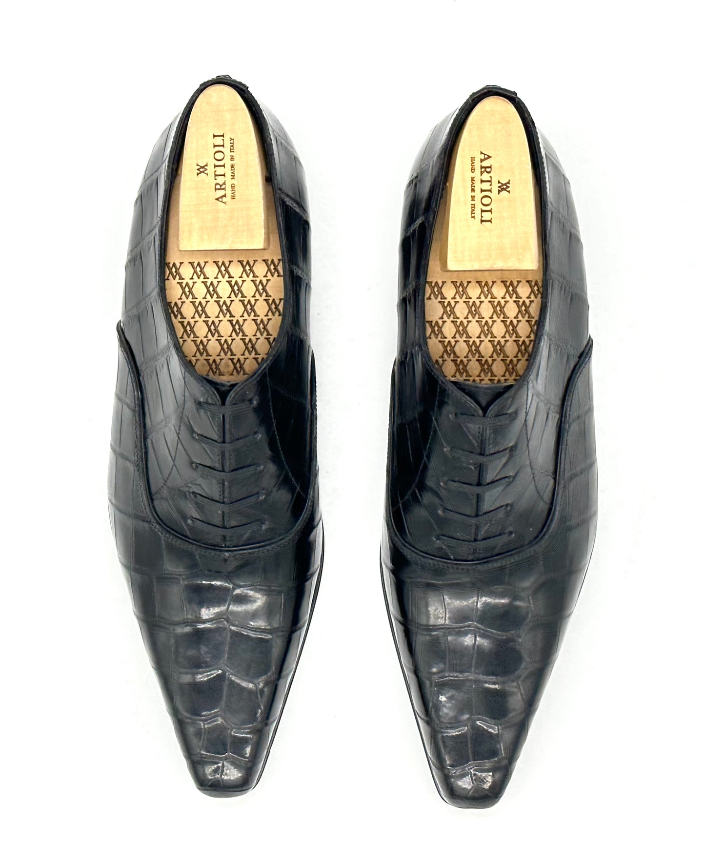 Richelieu Artioli en crocodile noir