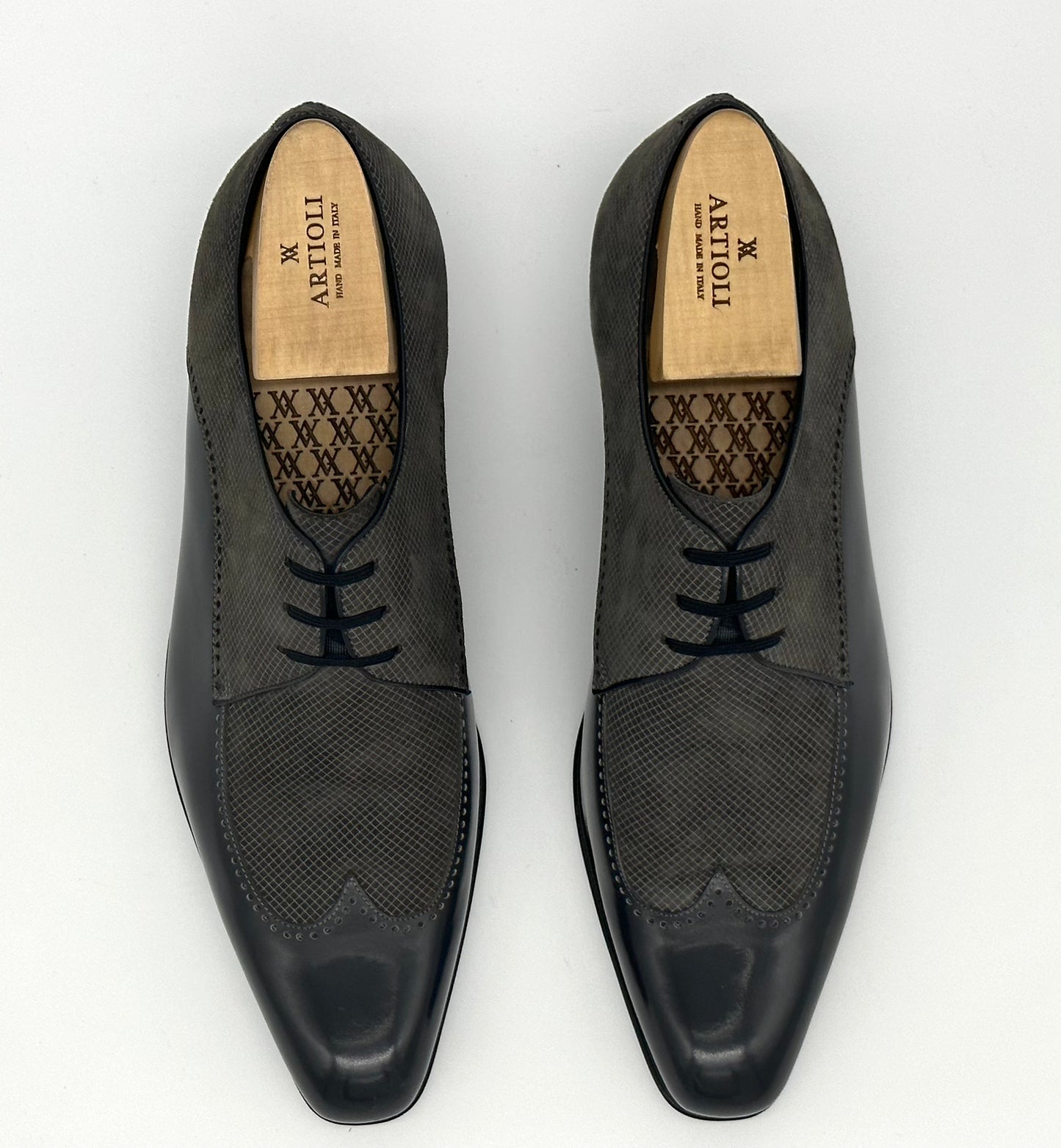 Derby Artioli en daim et veau gris