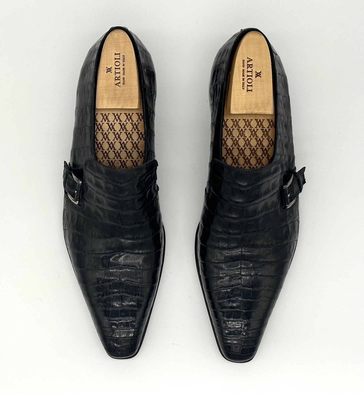 Soulier à boucle Artioli en crocodile noir