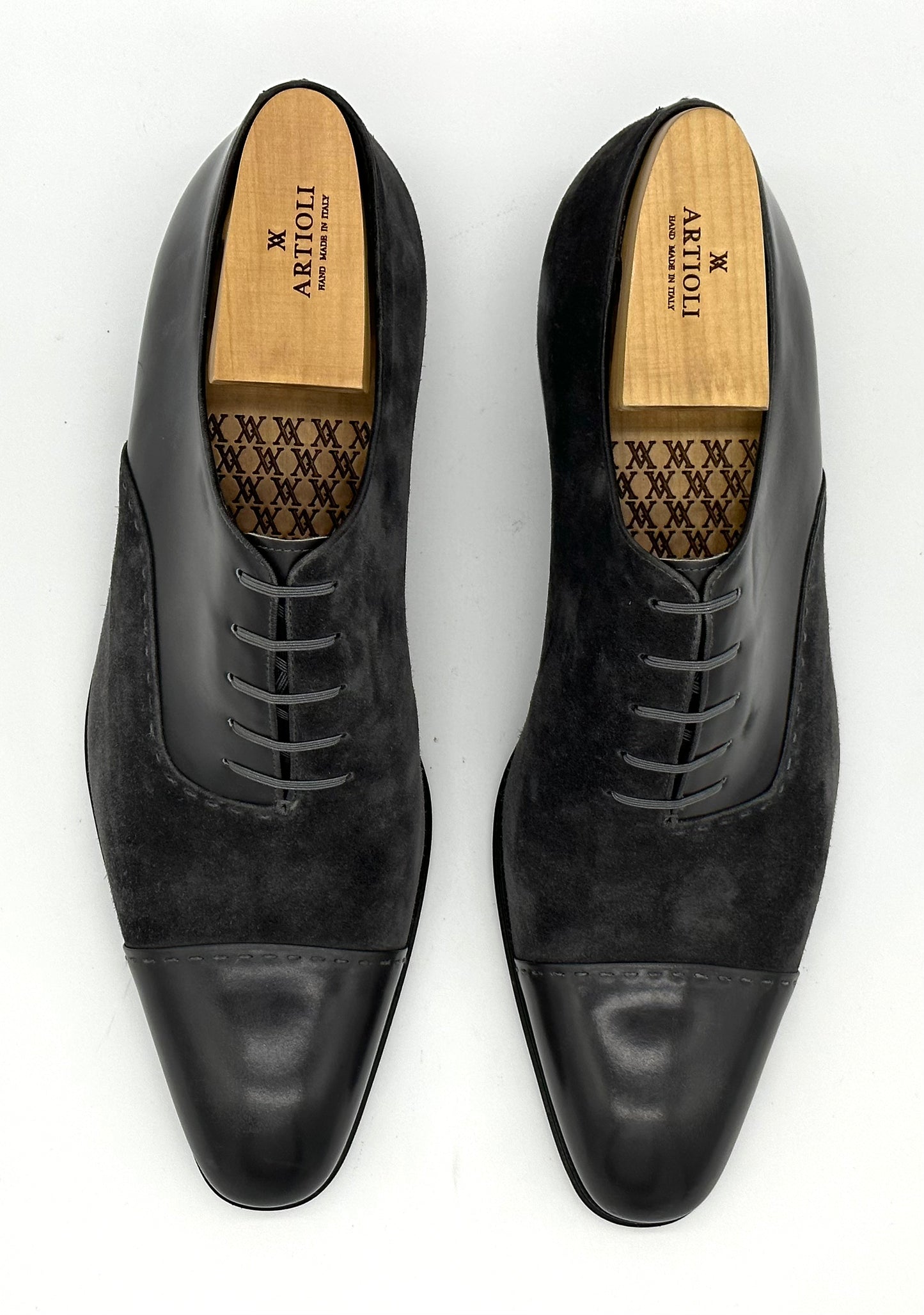 Richelieu Artioli en cuir et daim gris