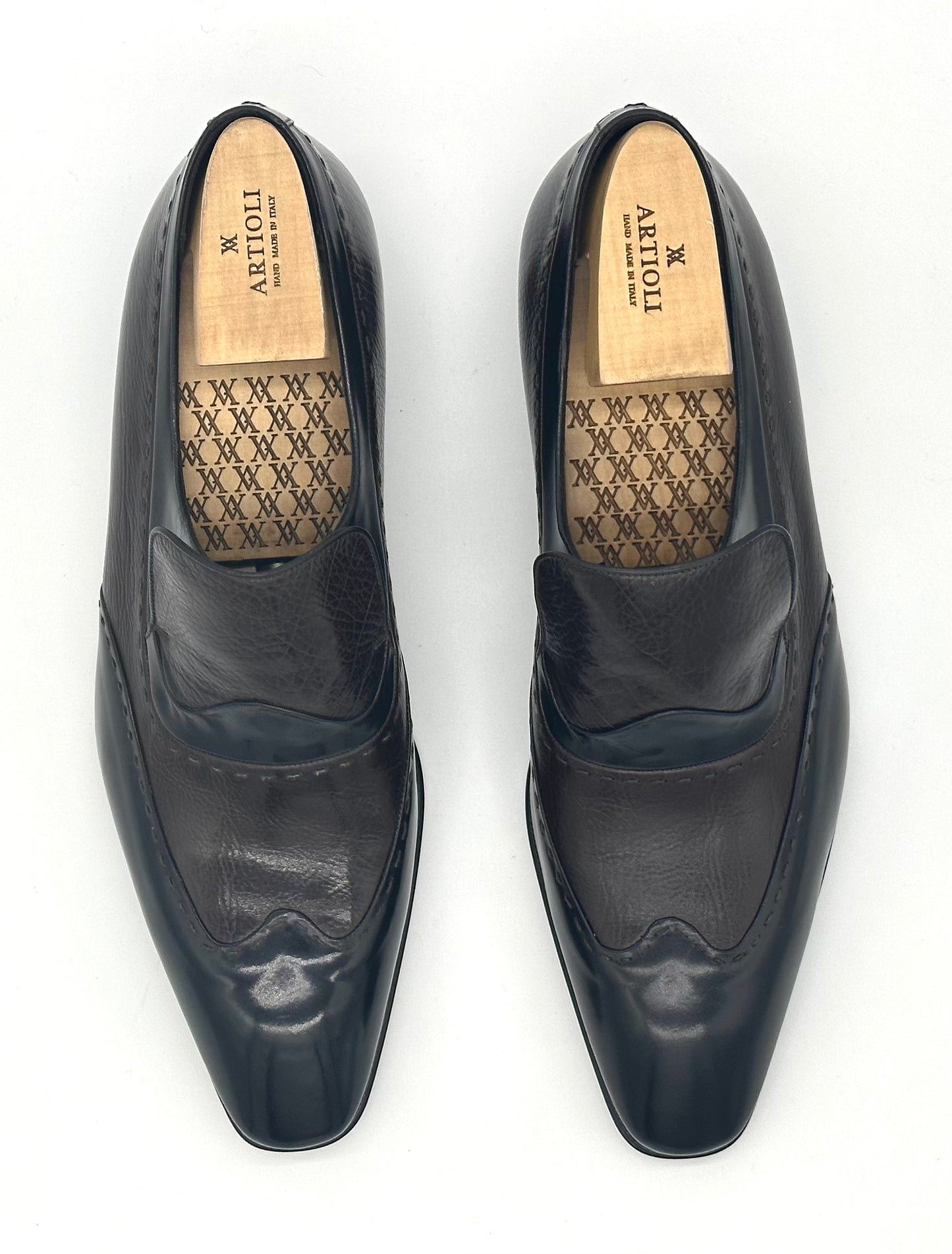 mocassin Artioli en cuir et lama marron