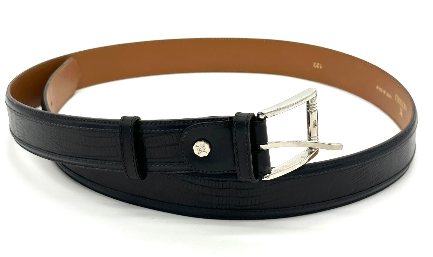 Ceinture Roberto Celk en téjus noir avec boucle en argent