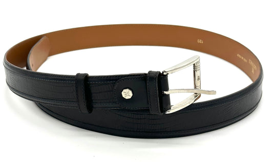 Ceinture Roberto Celk en téjus noir avec boucle en argent