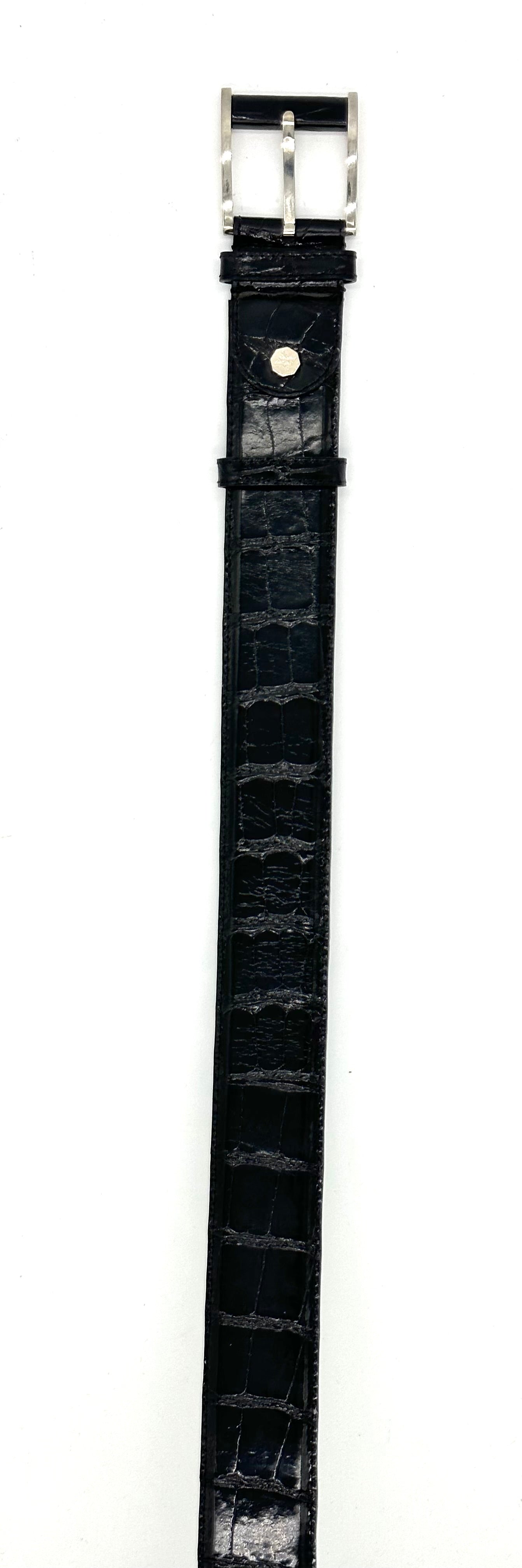 Ceinture Artioli en crocodile noir avec fermoir en argent