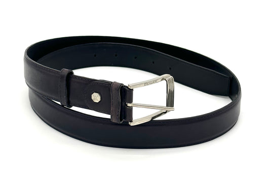 Ceinture Artioli en cuir violet foncé avec boucle en argent