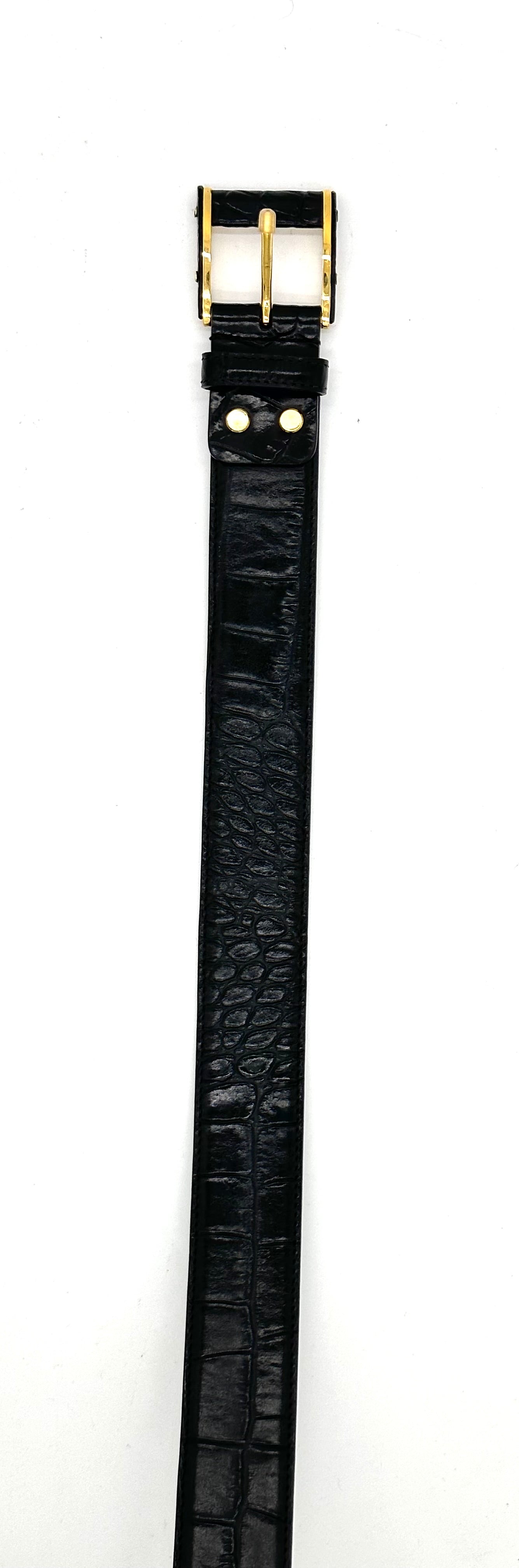 Ceinture Roberto Celk en crocodile noir avec boucle en or