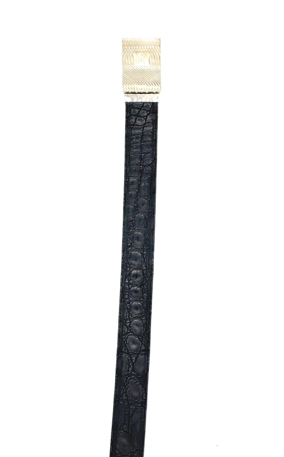 Ceinture Artioli en crocodile noir avec fermoir en argent
