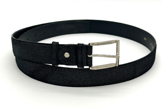 Ceinture Artioli en Suède noir imprimé argent