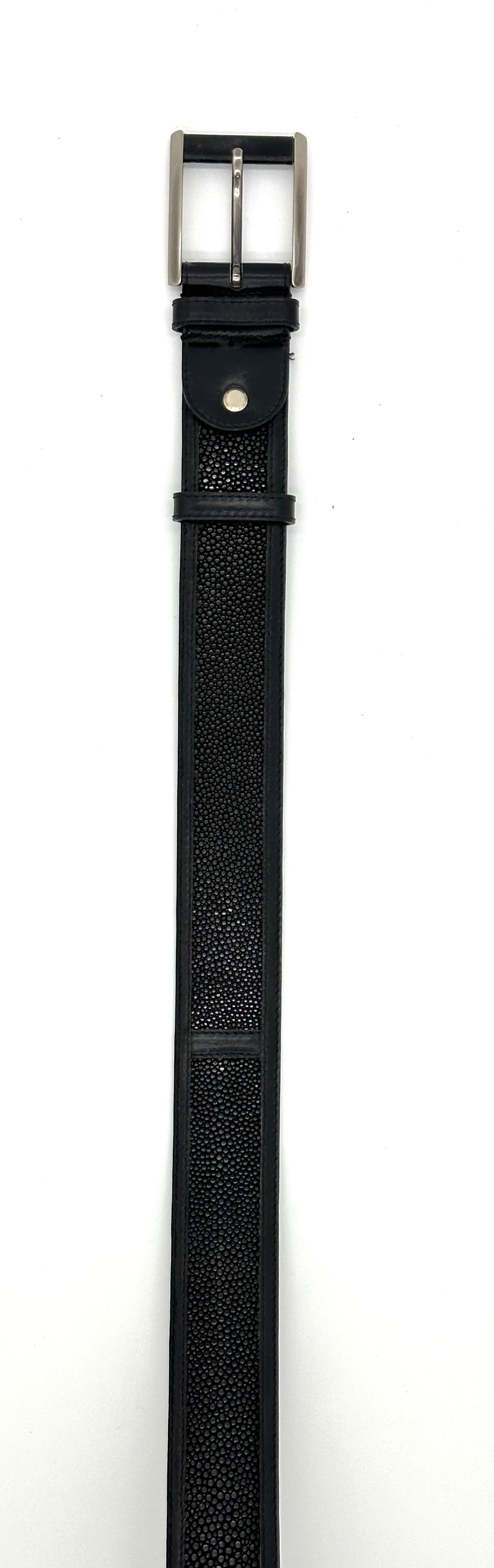 Ceinture Roberto Celk en galuchat et cuir noir