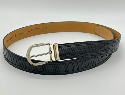 Ceinture Roberto Celk en cuir et perforation noir.