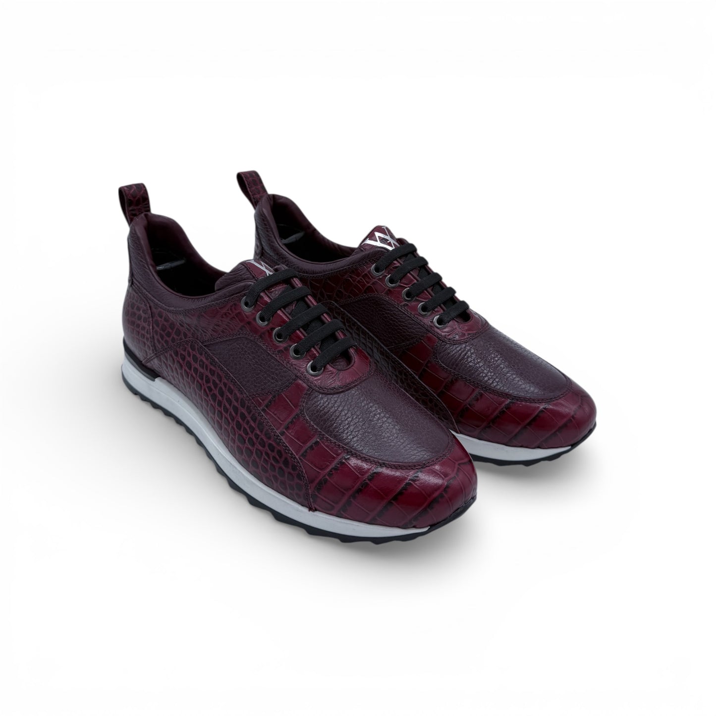 Sneakers Artioli croco et cuir bordeaux