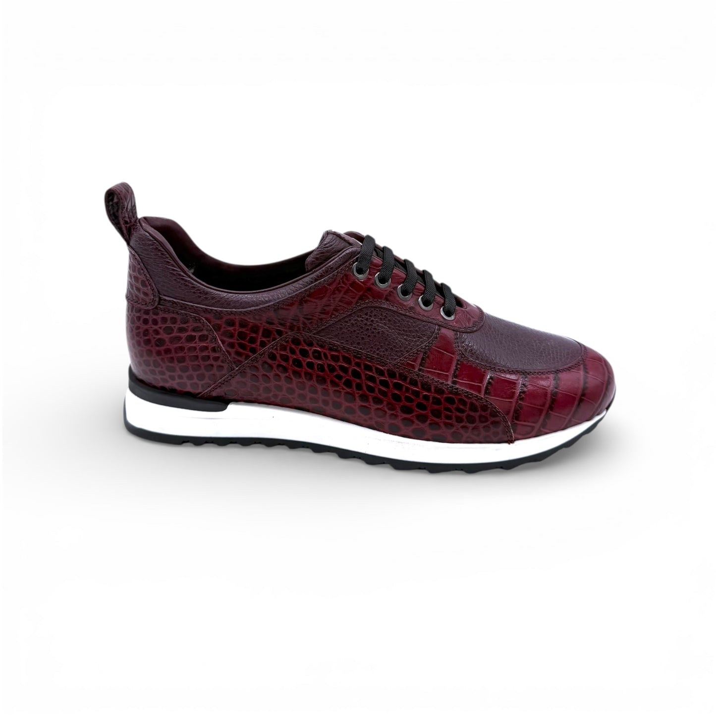 Sneakers Artioli croco et cuir bordeaux