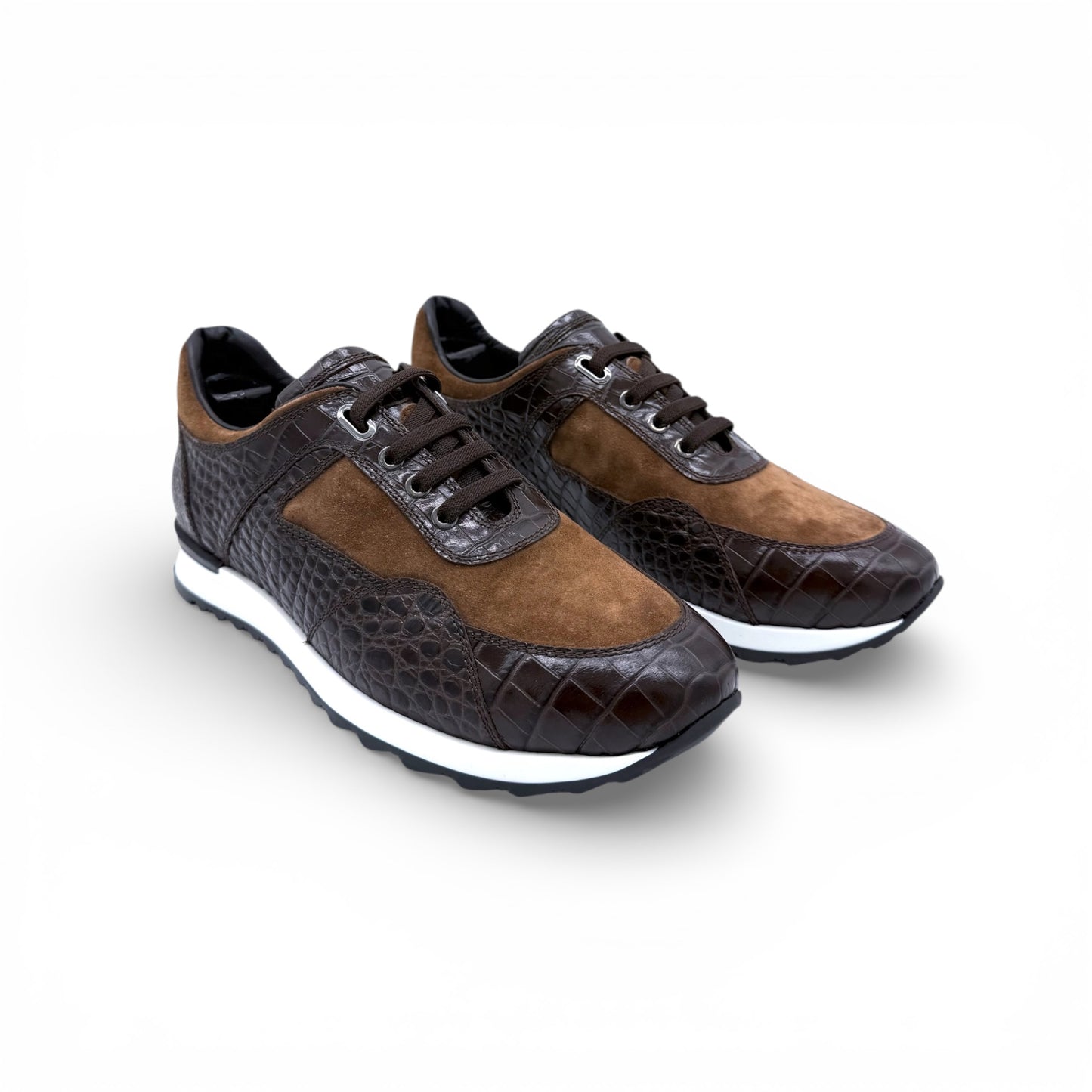 Sneakers Artioli daim et croco marron
