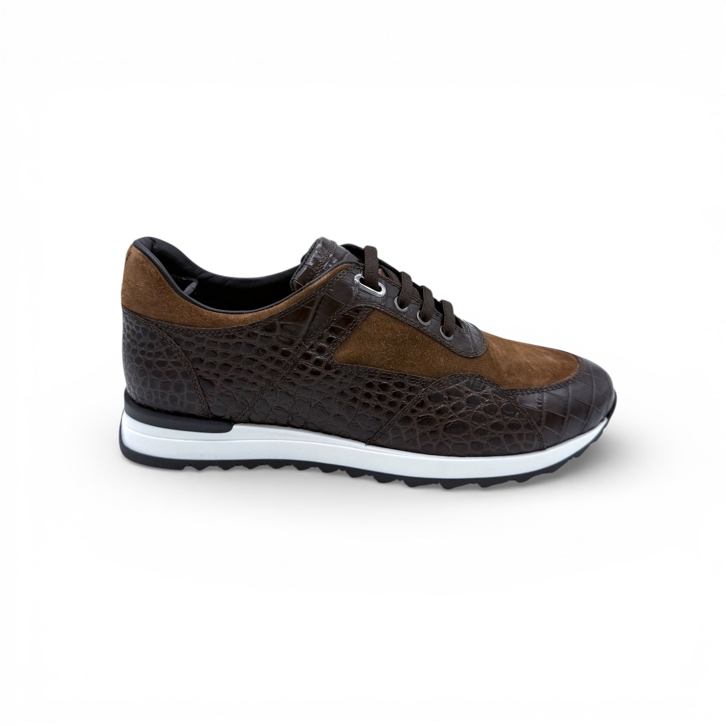 Sneakers Artioli daim et croco marron