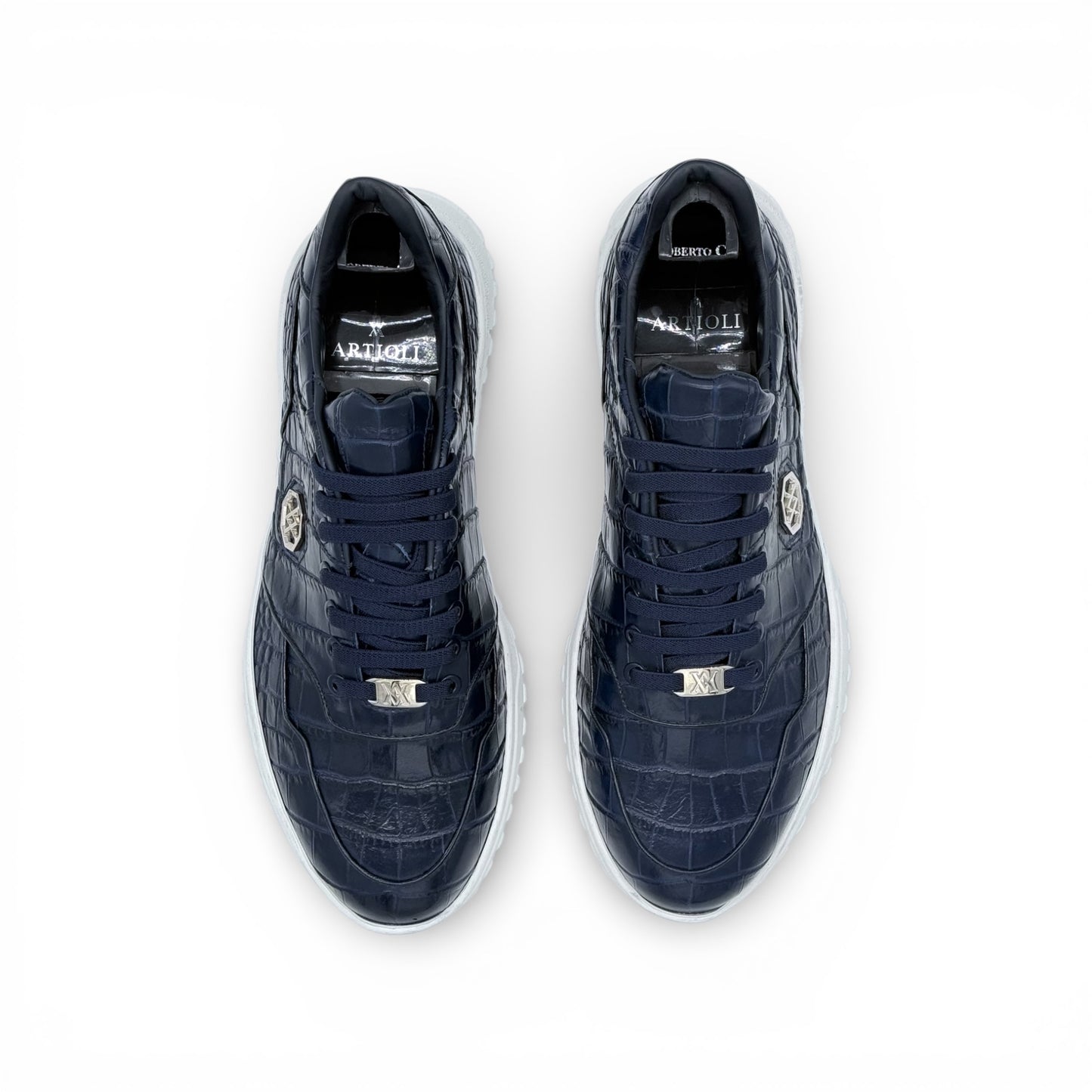 Sneakers Artioli croco bleu marine