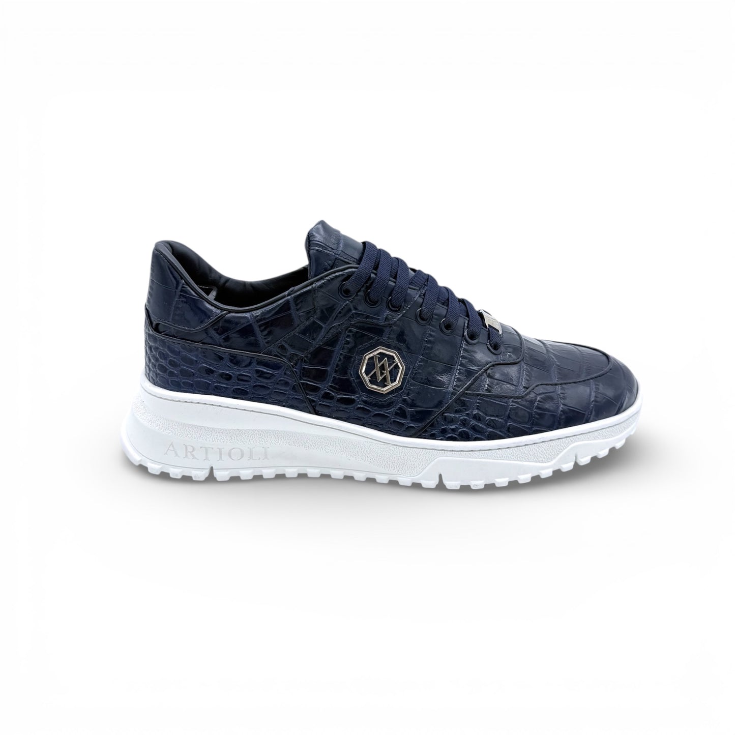 Sneakers Artioli croco bleu marine