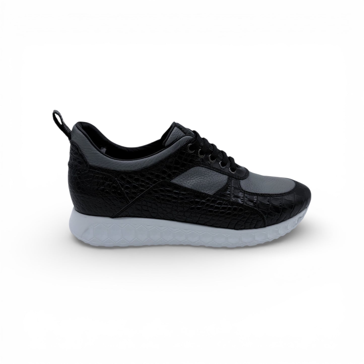 Sneakers Artioli croco et cuir noir et gris