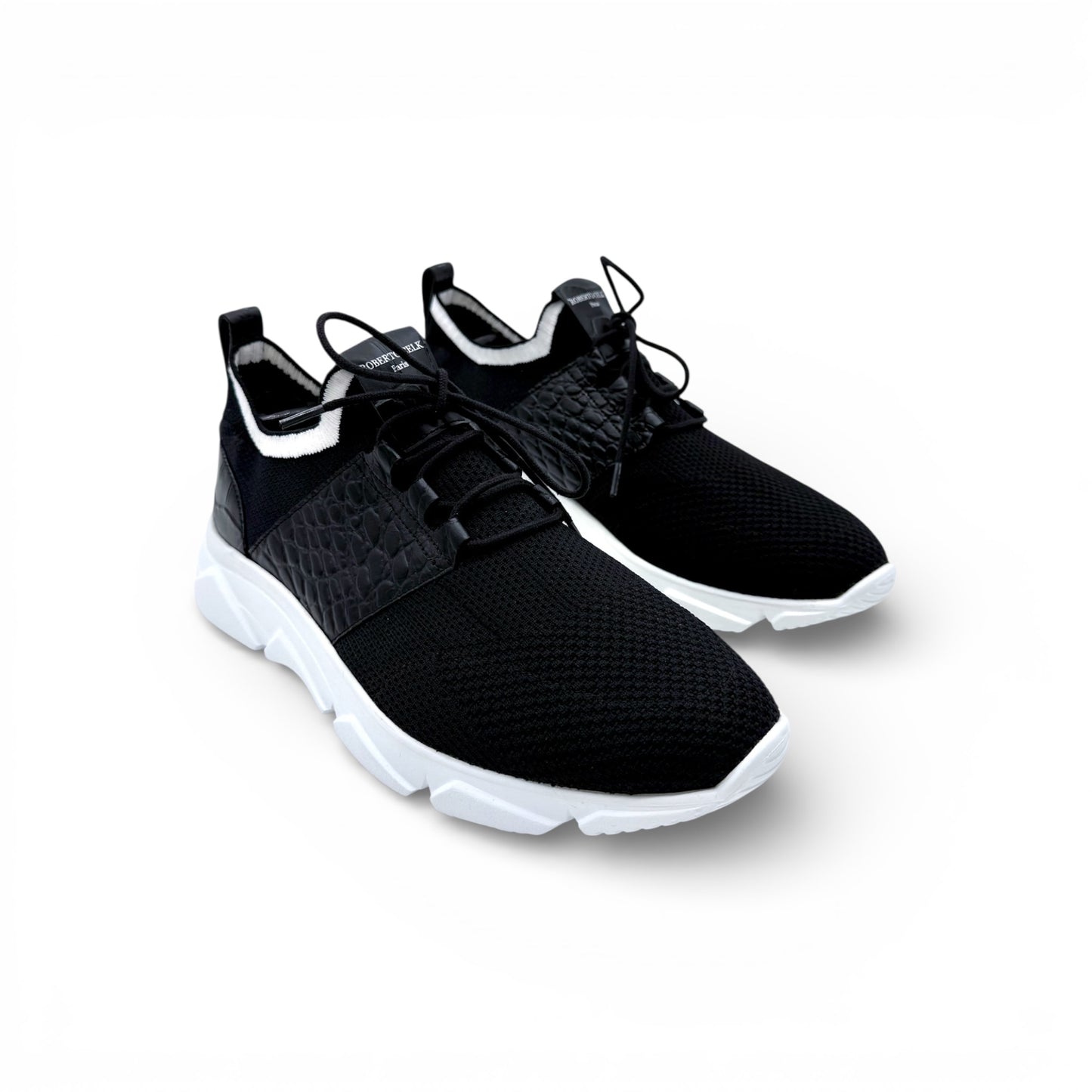 Sneakers Roberto Celk tissu et croco noir