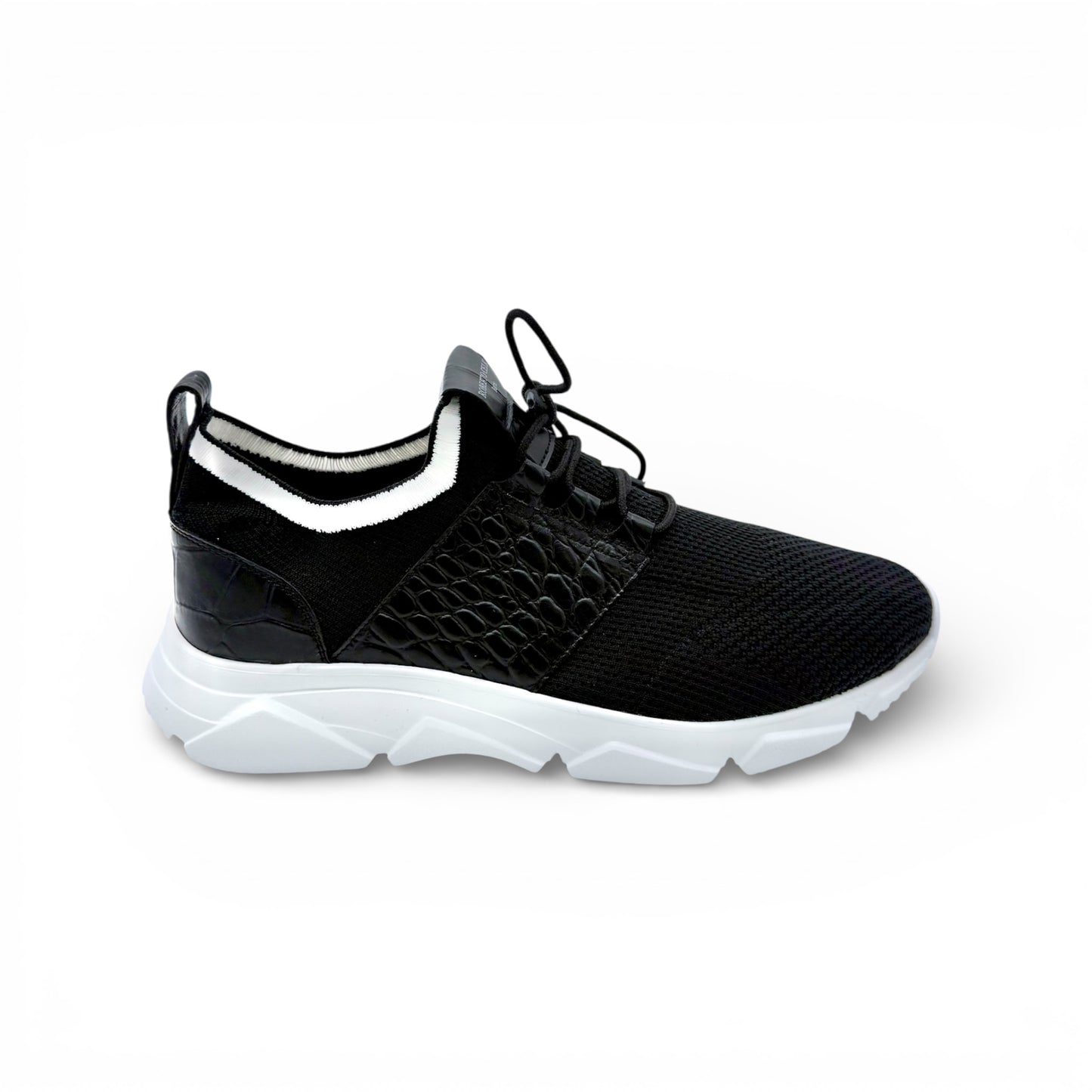 Sneakers Roberto Celk tissu et croco noir