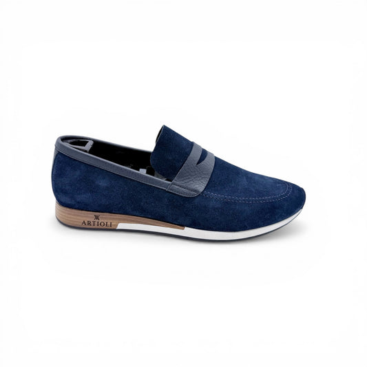 Mocassin Artioli en suède marine