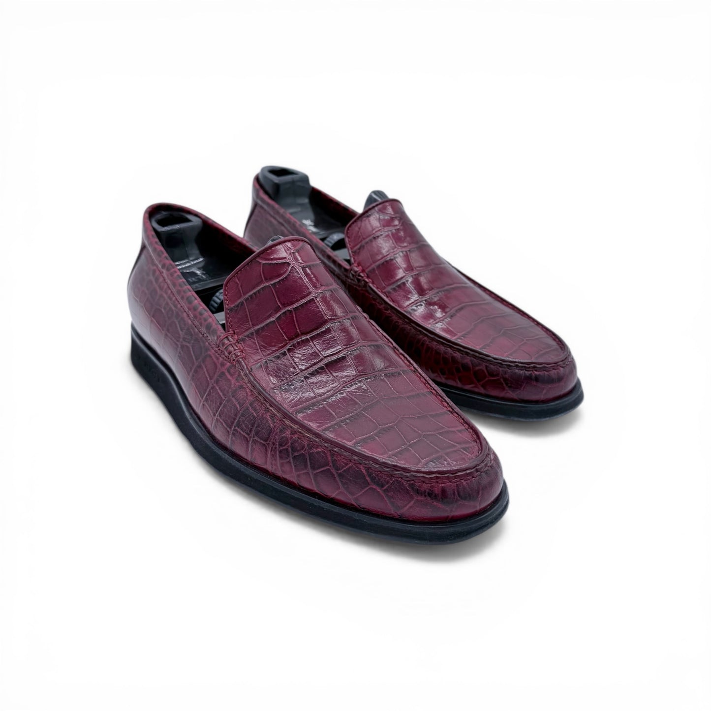 Mocassin Artioli en cuire de croco bordeaux