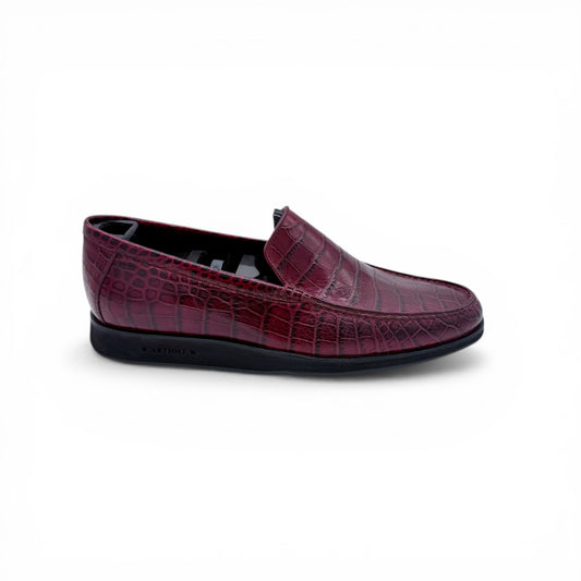 Mocassin Artioli en cuire de croco bordeaux