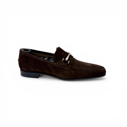 Mocassin Roberto Celk avec étrier en suède marron foncé