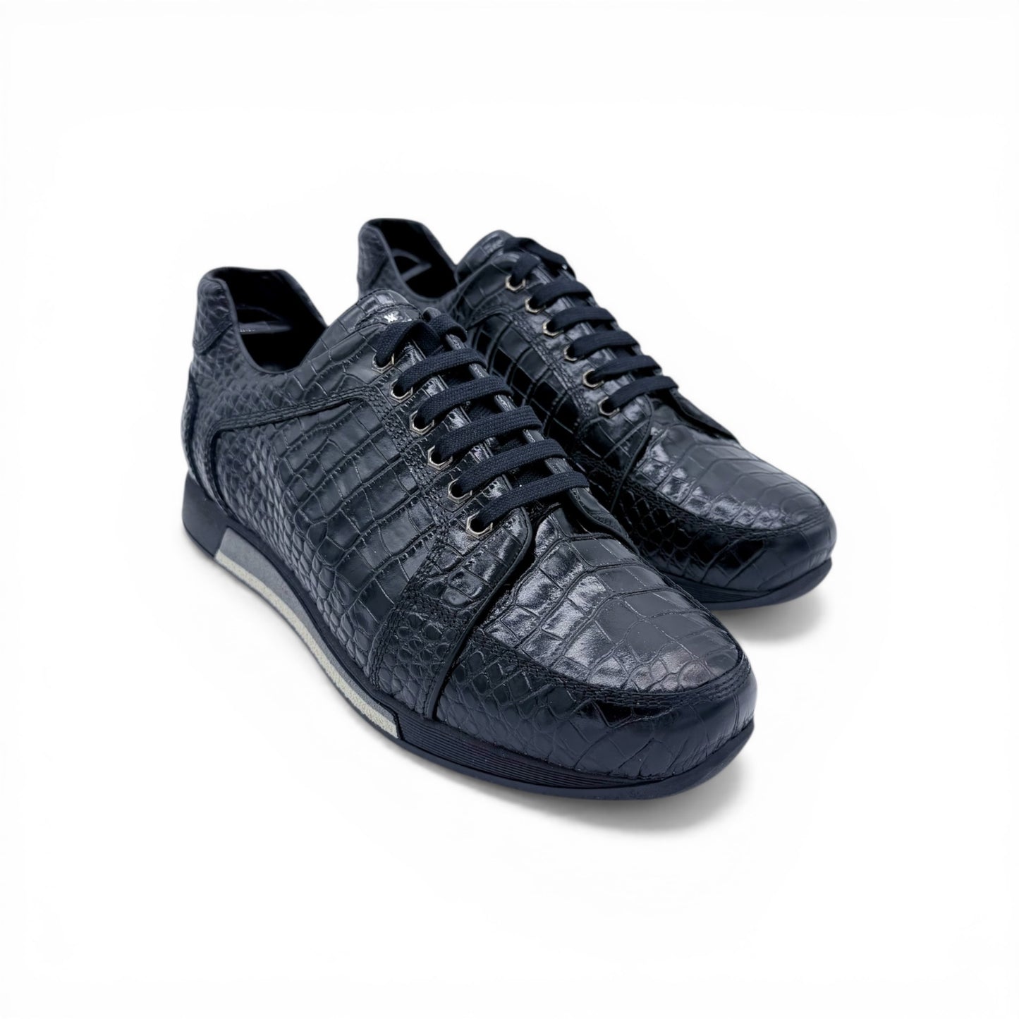 Sneakers Artioli en cuir de croco noir