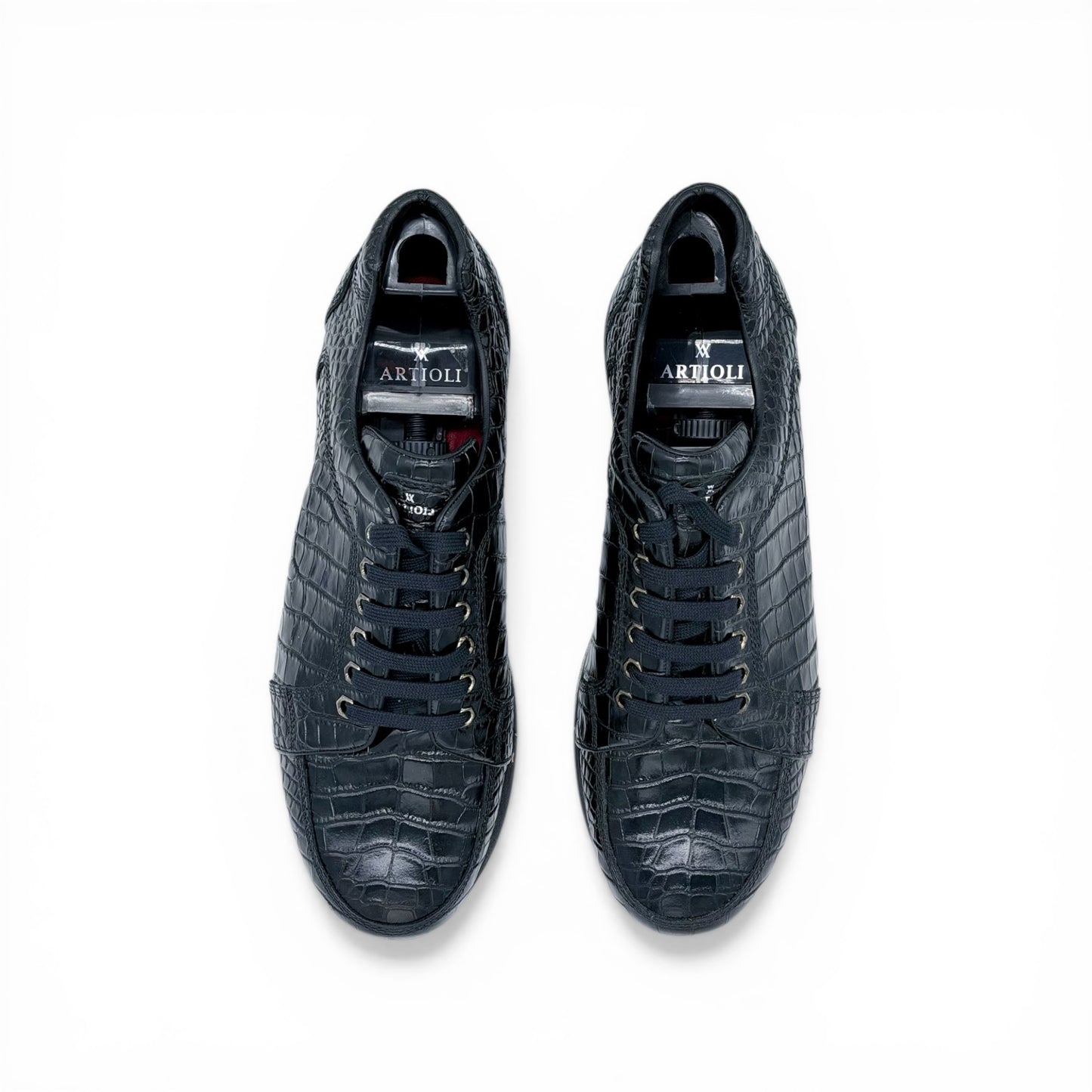 Sneakers Artioli en cuir de croco noir