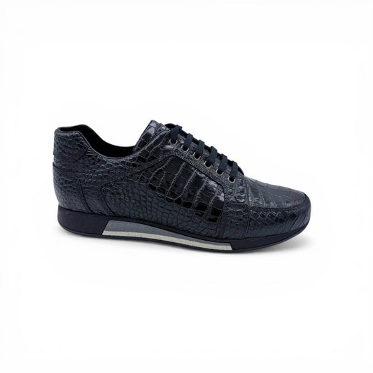 Sneakers Artioli en cuir de croco noir