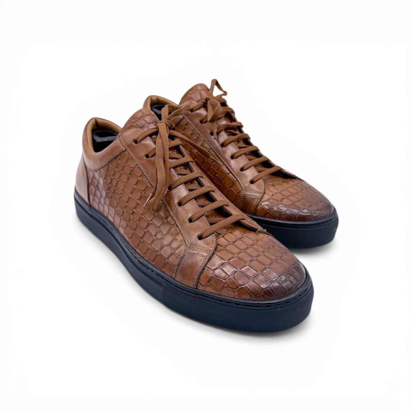 Sneakers Roberto Celk en cuire de croco marron