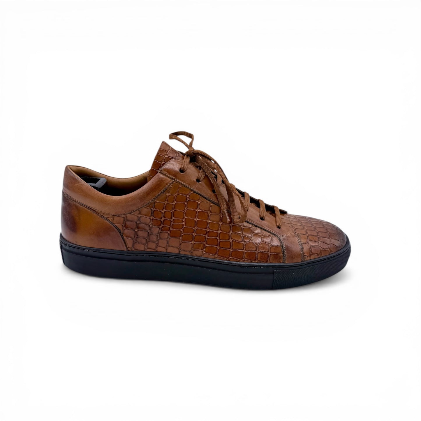 Sneakers Roberto Celk en cuire de croco marron