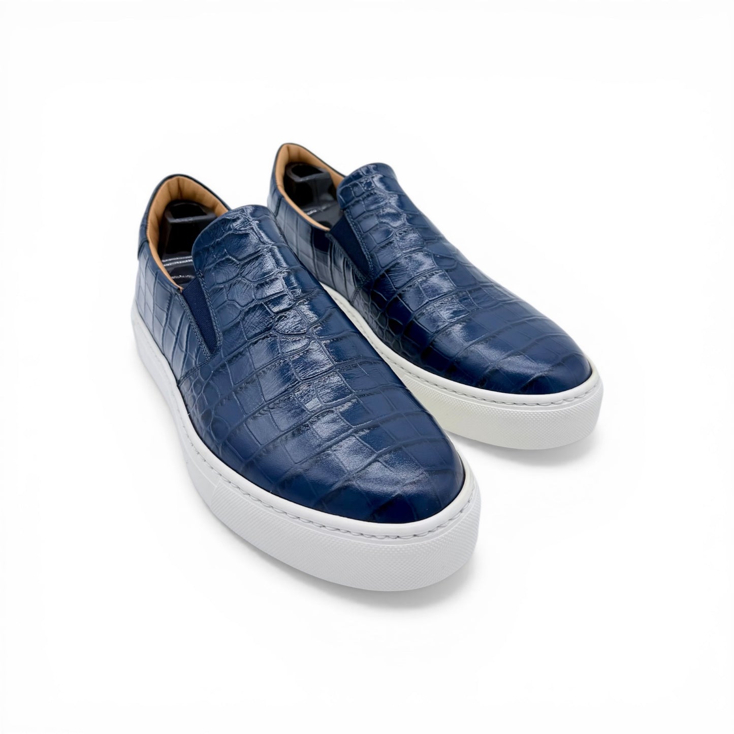 Sneakers Roberto Celk en cuir de croco bleu