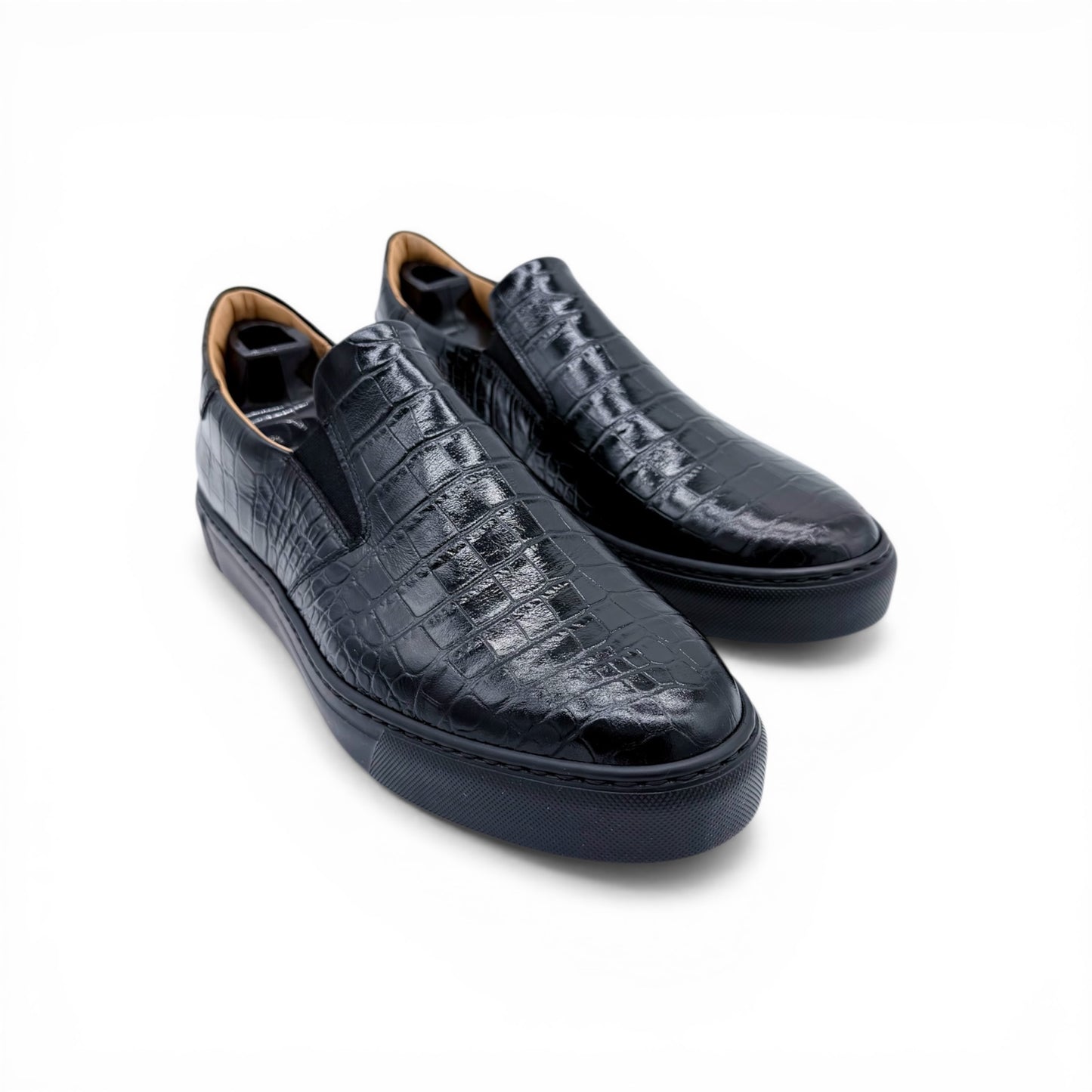 Sneakers Roberto Celk en cuir de croco noir