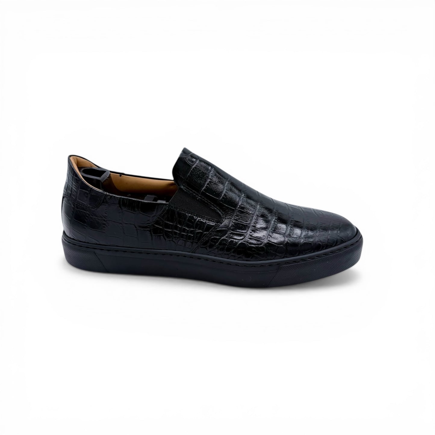 Sneakers Roberto Celk en cuir de croco noir