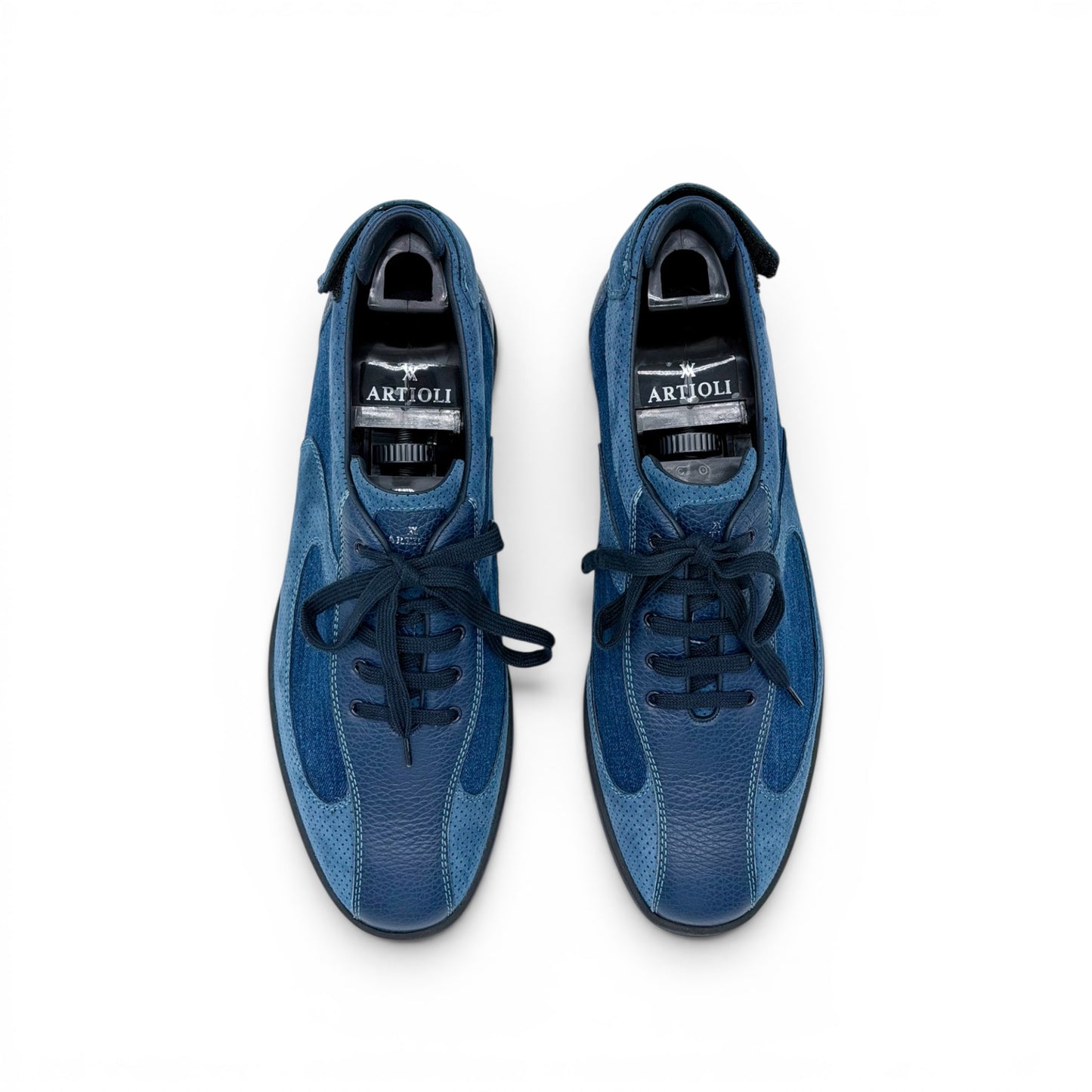 Sneakers Artioli en cuir et jeans bleu